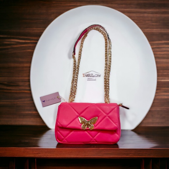 Pink Quilted Butterfly Fashion Purse By Purple And Lilac NWT! - Picture 3 of 5